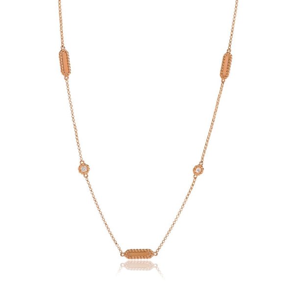 Roberto Coin New Barocco 18K Rose Gold, Diamond Station Necklace