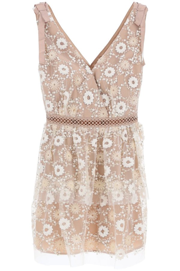 mini dress with sequin flowers