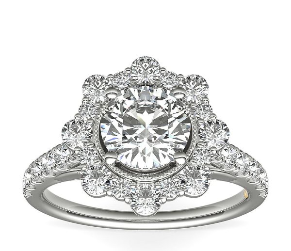 ZAC ZAC POSEN Star Halo Diamond Engagement Ring in 14k White Gold (3/4 ct. tw.) | Blue Nile