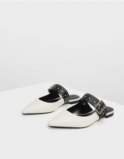 Chalk Studded Buckle Slip ons | CHARLES & KEITH