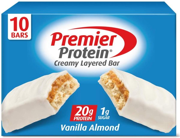 Premier Protein 20g Protein bar, Vanilla Almond, 2.08 Oz, (10Count)