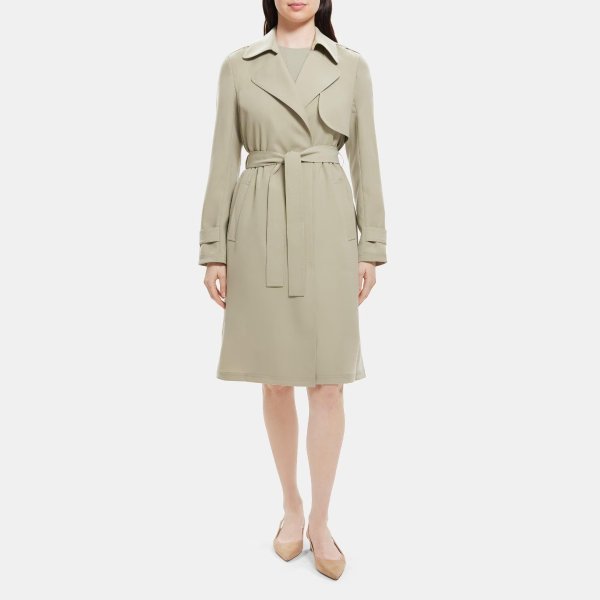 Crepe Relaxed Trench Coat | Theory Outlet