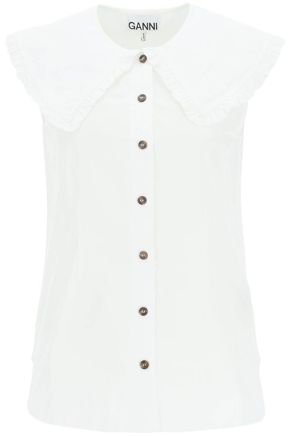 Ruched Collar Sleeveless Blouse