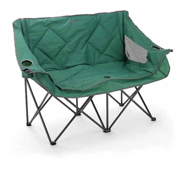ARROWHEAD OUTDOOR Portable Folding Double Duo Camping Chair Loveseat w/ 2 Cup & Wine Glass Holder