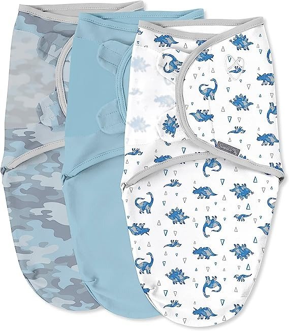 SwaddleMe by Ingenuity Original Swaddle - Size Small/Medium, 0-3 Months, 3-Pack (Dino)