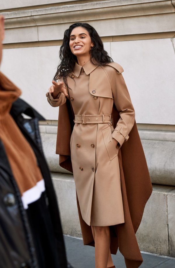 Trench Coat with Attached Cashmere Blanket