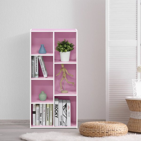 11048 7-Cube Reversible Open Shelf, White/Pink