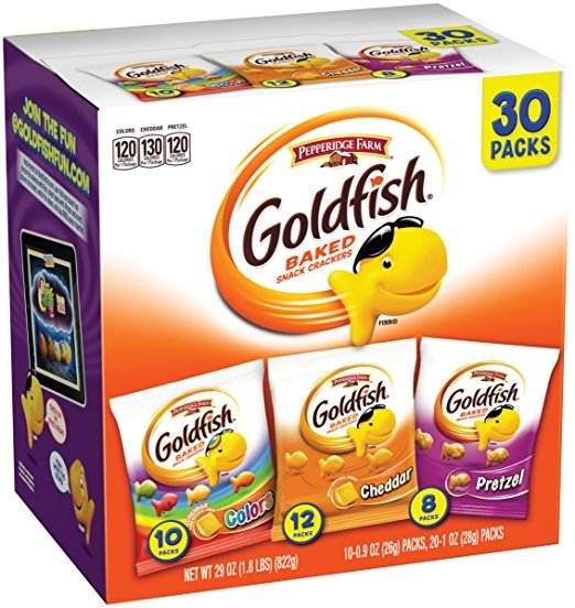 Goldfish, Crackers, Classic Mix, 29 oz, Variety Pack, Box, Snack Packs, 30-count
