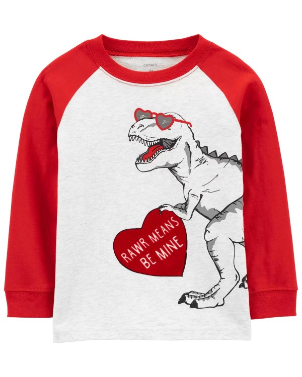 Valentine's Day Dinosaur Jersey Tee