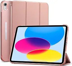 Ascend Trifold Case Compatible with iPad 10th Generation (2022), Auto Sleep and Wake, Trifold Stand, Lightweight Hard Back Cover, Frosted Rose Gold