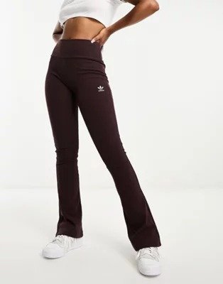 Essentials ribbed flared pants in brown