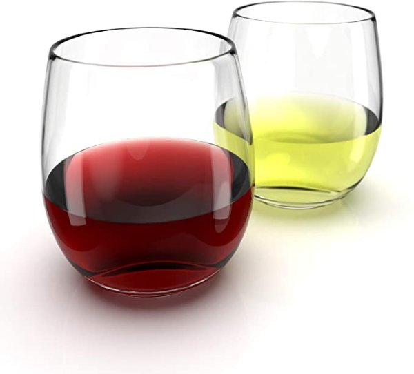 Chef's Star Shatter-Resistant Stemless Wine Glass Set 15 Ounce (2pack)