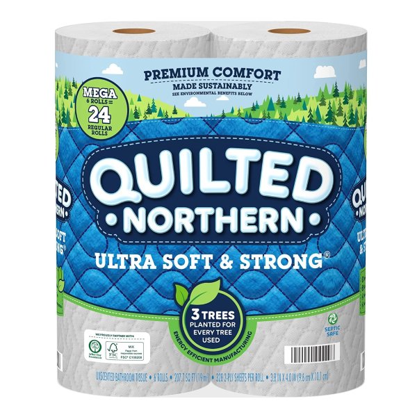 Quilted Northern Ultra Soft and Strong Earth-Friendly Toilet Paper, 6 Mega Rolls