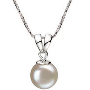 PearlsOnly Sally White 9.0-9.5mm AA Freshwater Sterling Silver Cultured Pearl Pendant