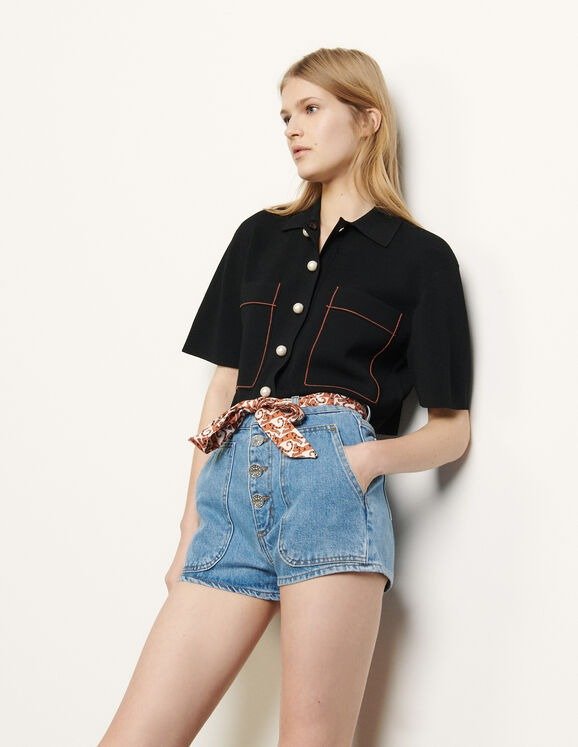 Denim shorts with removeable belt