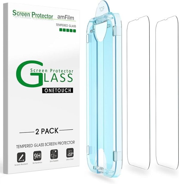 2 Pack OneTouch Glass Screen Protector Compatible with iPhone 13/iPhone 13 Pro 6.1" with Easy Installation Kit, Case Friendly