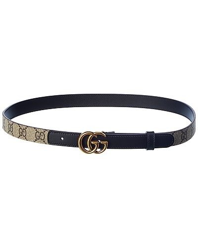 Double G Thin GG Supreme Canvas & Leather Belt
