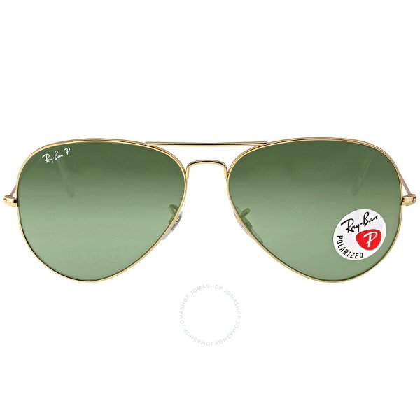 Aviator Green Polarized Lenses Sunglasses RB3025 001/58 62-14