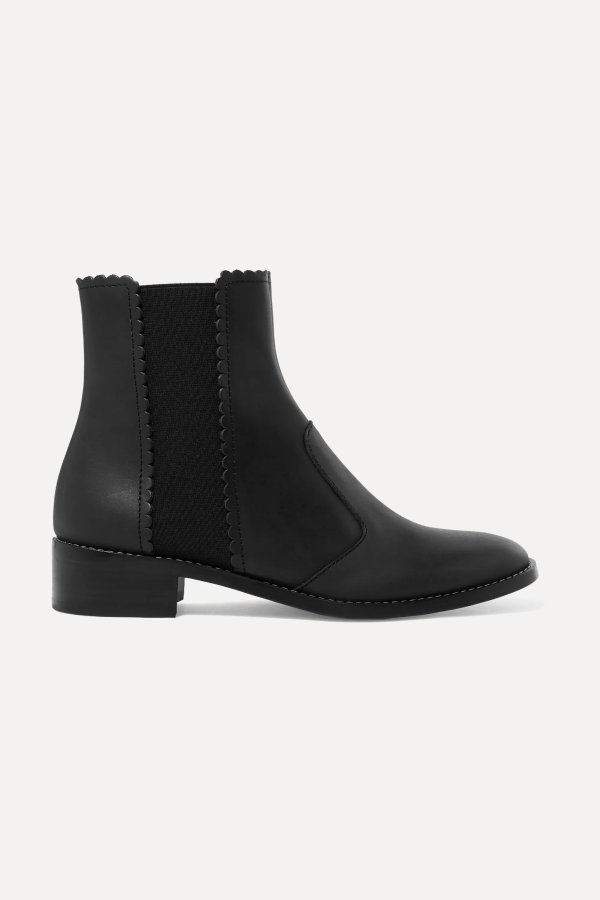 Scalloped leather Chelsea boots