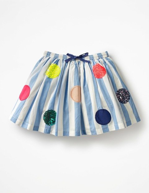Bright Sequin Spotty Skirt (Penzance Blue/Ecru)