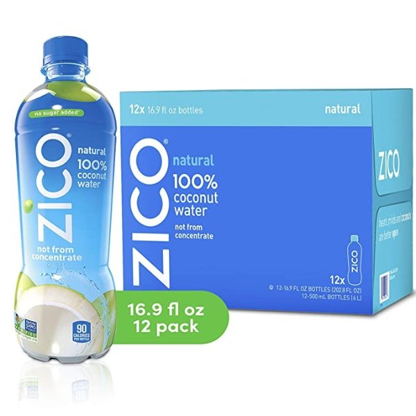 100%纯天然椰子水 16.9 fl oz 12瓶装