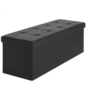 Best Choice Products Faux Leather Folding Storage Ottoman Large Black Bench Foot Rest Stool Seat