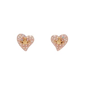 Vivienne WestwoodRose Gold Tiny Diamante Heart Earrings