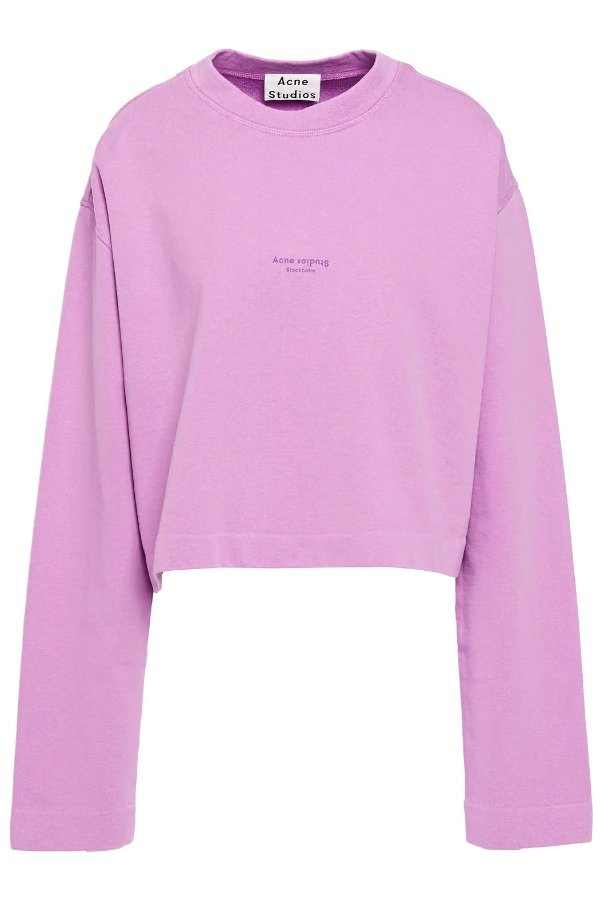 Odice cropped printed French cotton-terry sweatshirt