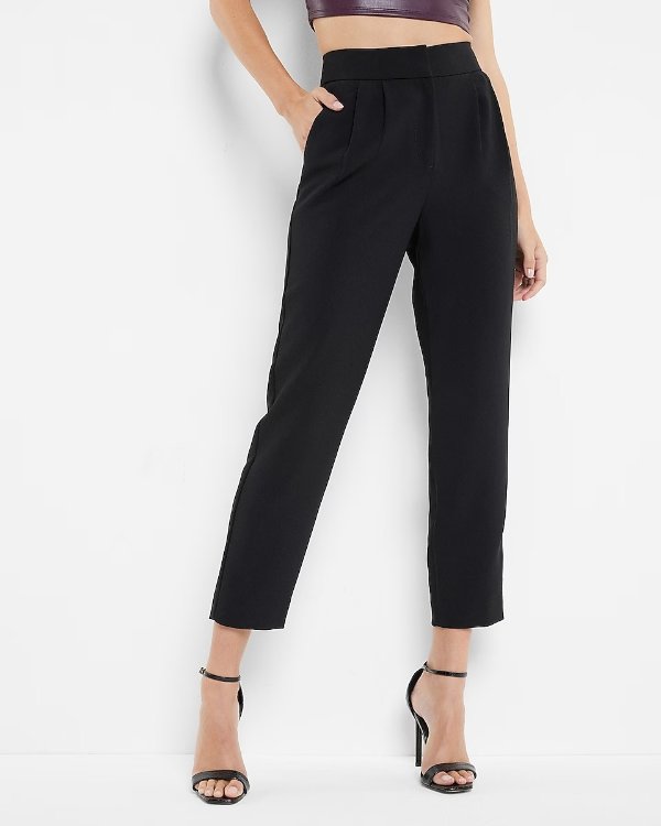 Super High Waisted Pleated Ankle Pant