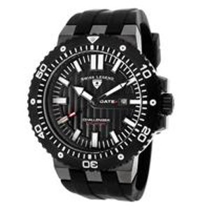 Swiss Legend Men's 10126-GM-01-BB Challenger Black Textured Dial Black Silicone Watch