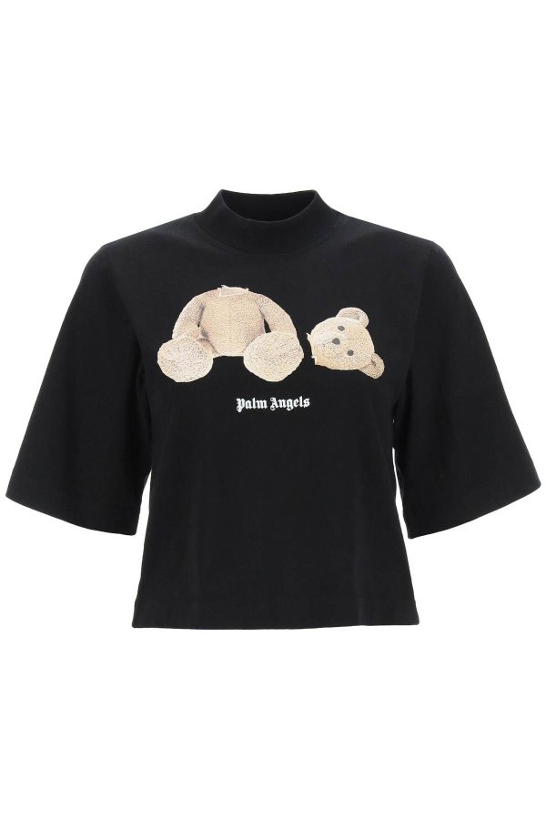 bear print cropped t-shirt