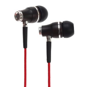 Symphonized NRG Premium Genuine Wood In-ear Noise-isolating Headphones with Mic and Nylon Cable (Red)
