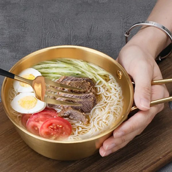 1pc Small Stainless Steel Rice Bowl Ramen Bowl Pasta Bowl Korean Style Bowl | Don't Miss These Great Deals | Temu