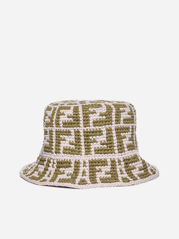 FF woven raffia bucket hat
