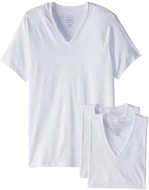 Calvin Klein 卡尔文·克莱恩 男式 棉质经典短袖V领T恤 多件装
