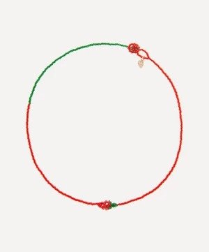 小草莓红绿串珠项链