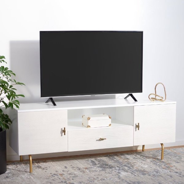 White & Gold Genevieve Media Stand