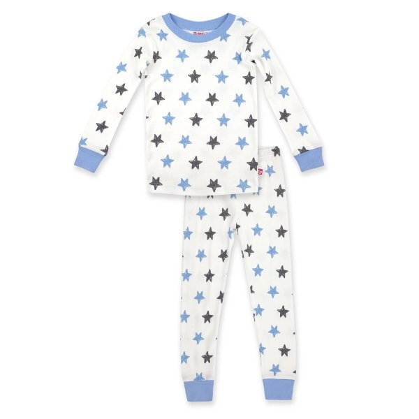 Stars Organic Cotton Pajama Set - Light Blue