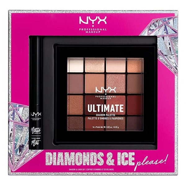 PROFESSIONAL MAKEUP Diamonds & Ice Shadow And Liner Set - Matte Liquid Eyeliner + Ultimate Shadow Palette - Warm Neutrals