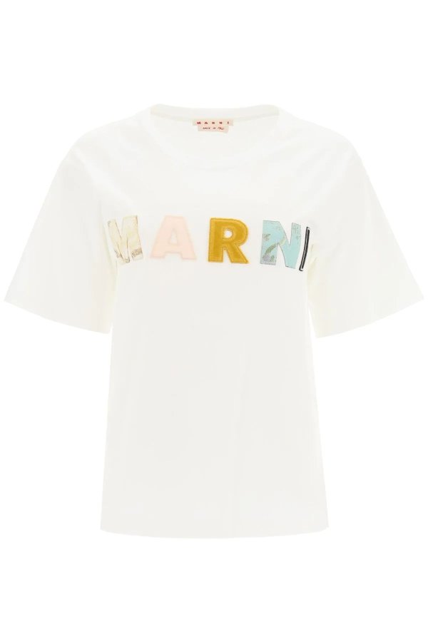 patchwork logo embroidered t-shirt