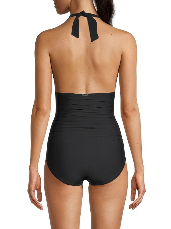 LQD Shirred Halter One-Piece Swimsuit