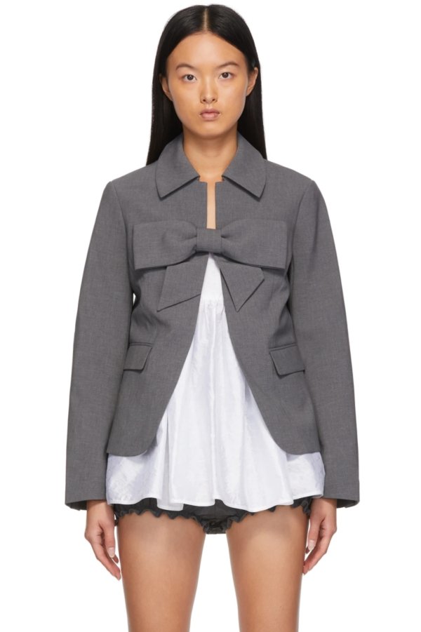 SSENSE Exclusive Grey Bow Suit Jacket