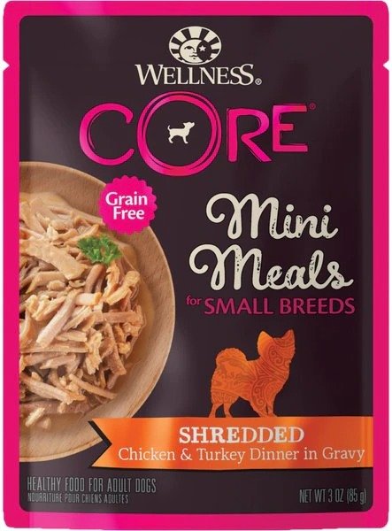 Grain-Free Small Breed Mini Meals Shredded Chicken & Turkey in Gravy Dog Food Pouches
