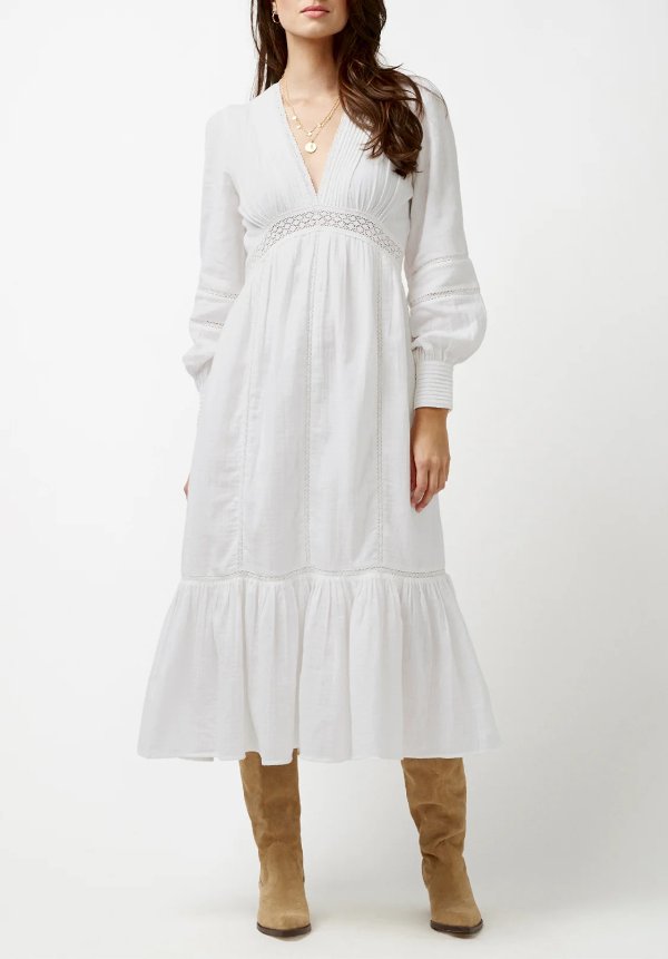 Bergen Women's Peasant Dress in White - WD0672P
