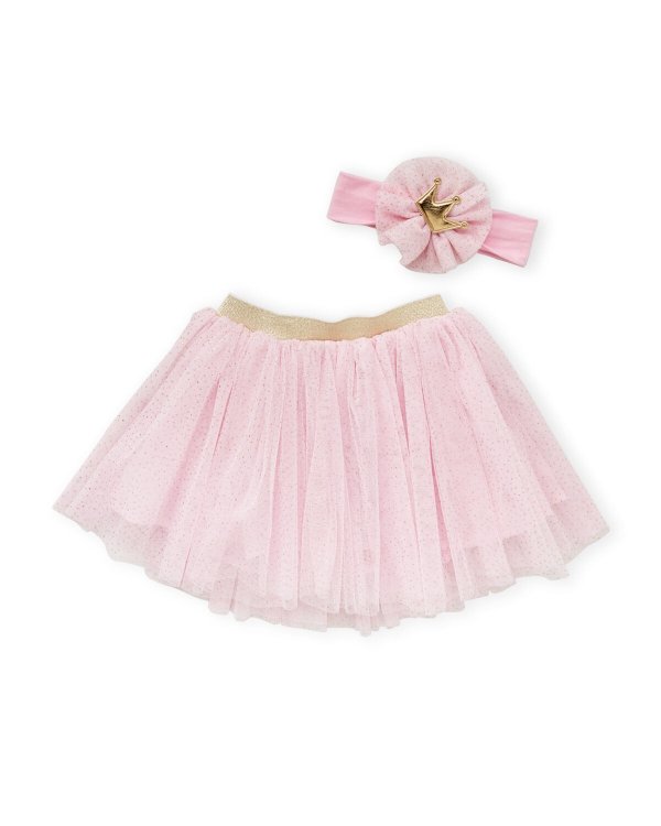(Newborn/Infant Girls) Two-Piece Pink Headband & Tutu Set