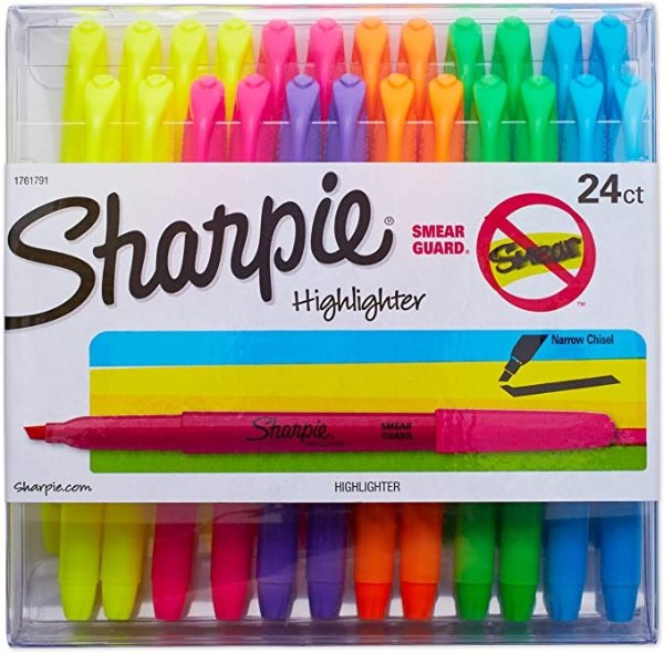 Liquid Pocket Highlighters Assorted Colors, Chisel Tip Highlighter Pens, 24 Count