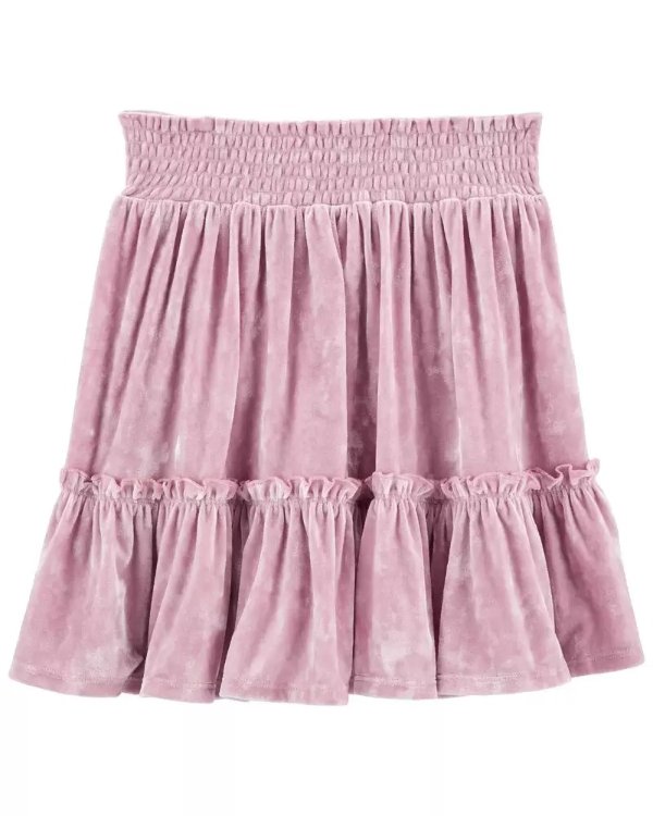 Kid Tiered Crushed Velvet Skirt