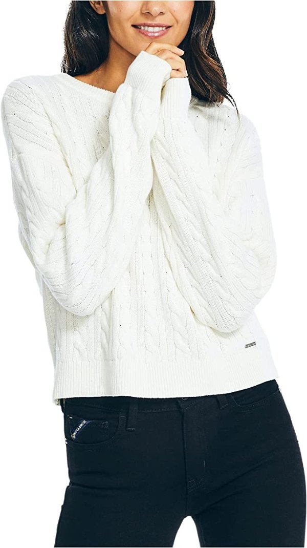 Women's Cropped Cable-Knit Sweater