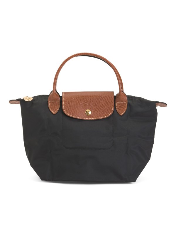 Le Pliage Canvas Original Tote With Leather Handle And Flap