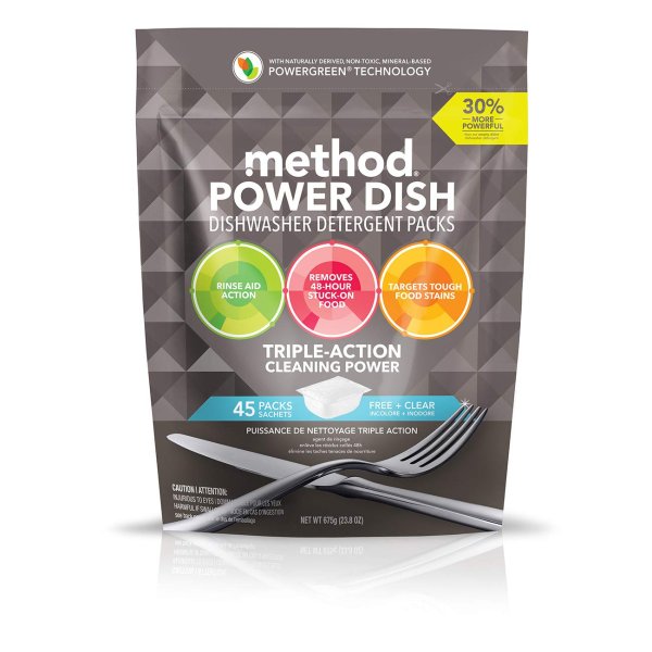 Power Dish Dishwasher Soap Packs, Free + Clear, 45 Count